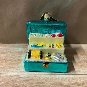 New Old World Christmas Tackle Box Tree Ornament Glass Hanging Fisherman Fishing